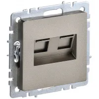 Розетка компьютерная двойная IEK BRITE RJ45 кат.5E РК10-2-БрШ шампань, BR-K20-1-K37