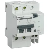 Дифавтомат IEK GENERICA 2P 6А (C) 4.5кА 30мА (AC), MAD25-5-006-C-30