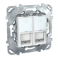 Розетка компьютерная 2xRJ45 Cat.5 Schneider Electric UNICA, белый, MGU5.2020.18ZD