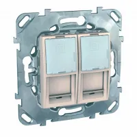 Розетка компьютерная 2xRJ45 Cat.5 Schneider Electric UNICA, бежевый, MGU5.2020.25ZD  