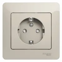 Розетка 2К+З,16А,250В Schneider Electric GLOSSA,в сборе с рамкой,молочный, GSL000944