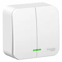 Выключатель 2-клавишный Schneider Electric BLANCA, с подсветкой, открытый монтаж, белый, BLNVA065101