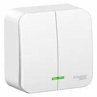 Выключатель 2-клавишный Schneider Electric BLANCA, с подсветкой, открытый монтаж, белый, BLNVA065111