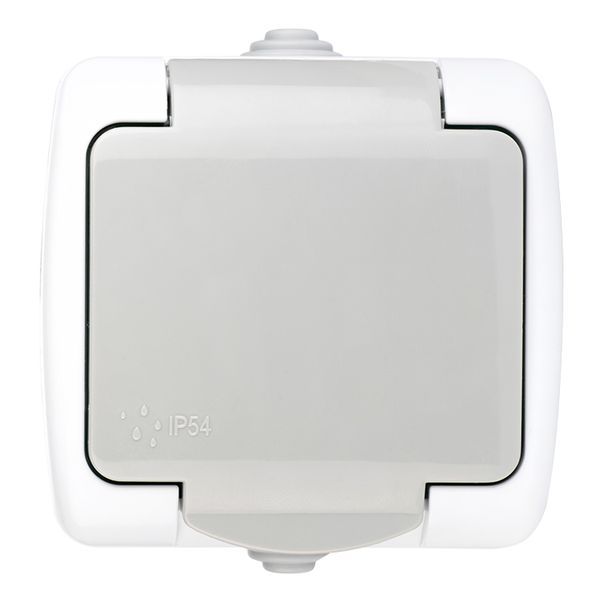 Мурманск Розетка 1-местная 16А с заземлением с крышкой IP54 серый с защитными шторками EKF