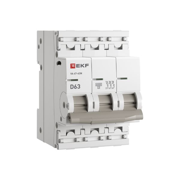 Автоматический выключатель ВА 47-63N 3P 63А (D) 6кА PROXIMA EKF