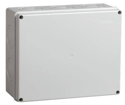 Коробка распаячная КМ41271 для открытой проводки безгалогенная (HF) 240х195х90мм IP44 5 вводов серая IEK
