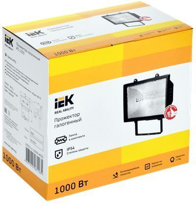 Прожектор галогенный ИО1000 IP54 черный IEK