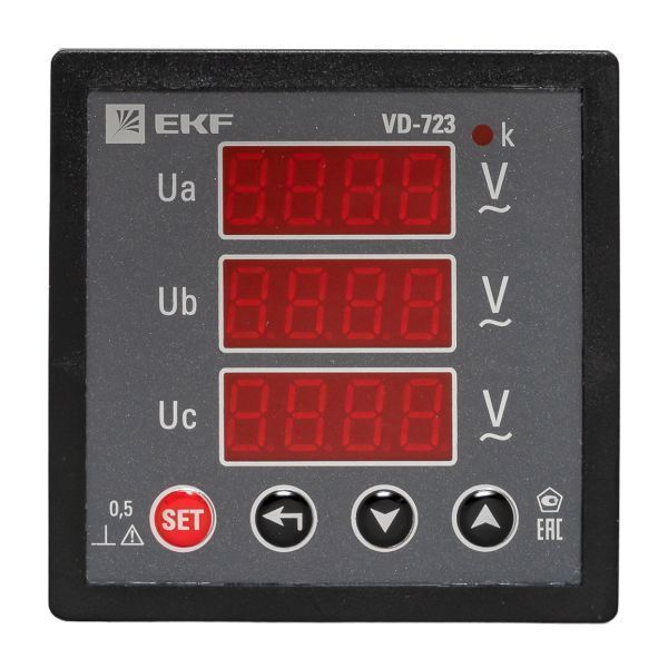 VD-723 Вольтметр цифровой на панель (72x72) трехфазный EKF PROxima