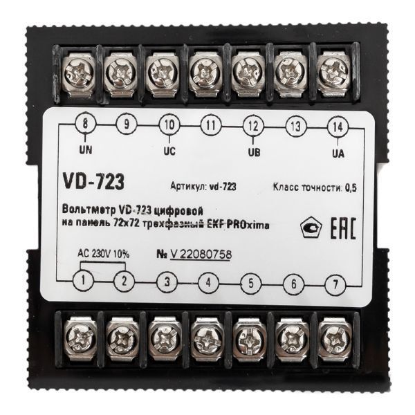 VD-723 Вольтметр цифровой на панель (72x72) трехфазный EKF PROxima
