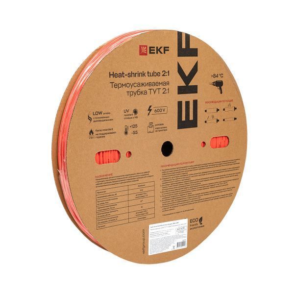 Термоусаживаемая трубка ТУТ нг 4/2 красная рулон EKF PROxima