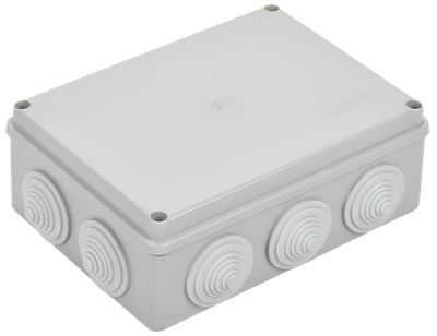 Коробка распаячная КМ41244 для открытой проводки безгалогенная (HF) 190х140х70мм IP55 10 гермовводов серая IEK