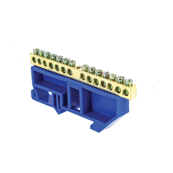 Шина "0" N (6x9мм) 14 отверстий латунь синий изолятор на DIN-рейку EKF PROxima