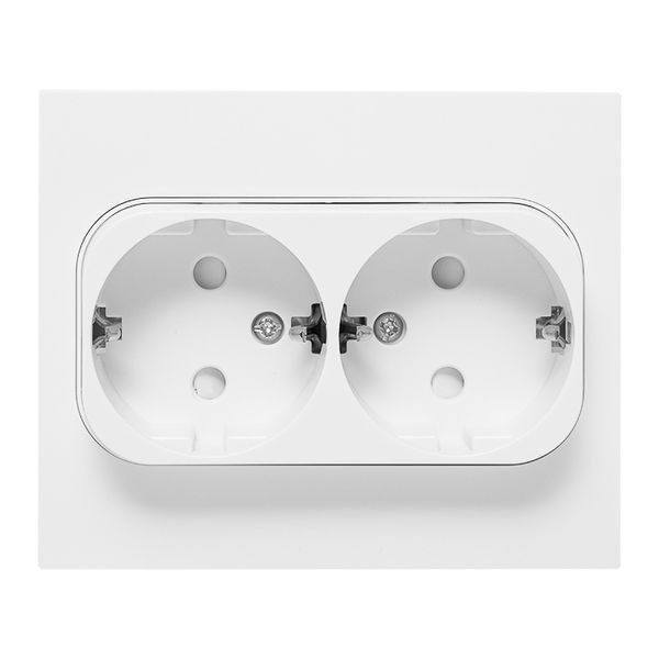 Стокгольм Розетка 2-местная с/з 16А автоматические клеммы белая с защ. штор. EKF PROxima