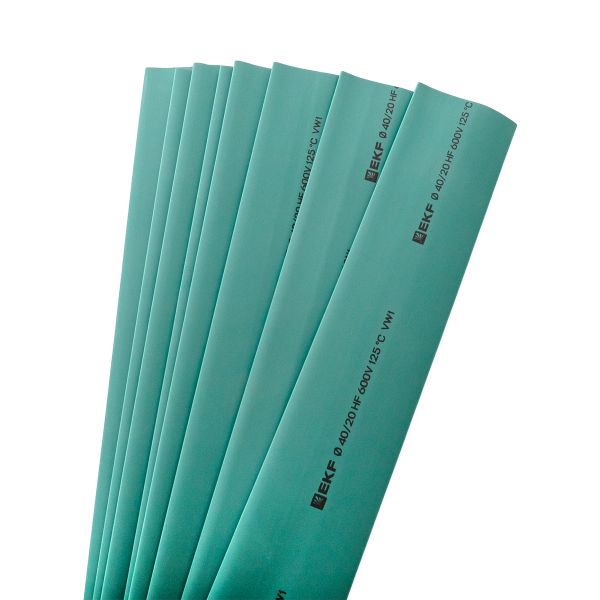 Термоусаживаемая трубка ТУТ нг 40/20 зеленая в отрезках по 1м EKF PROxima