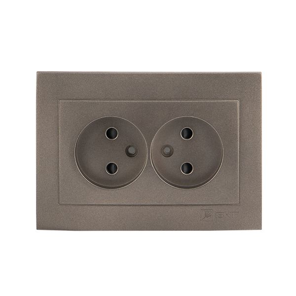 Валенсия лицевая панель розетка 2-местной б/з 10А графит с защ. штор. EKF