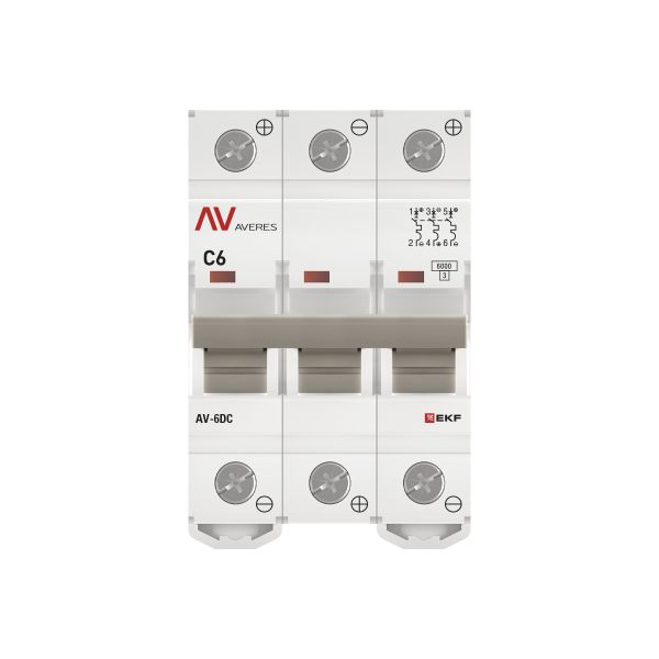 Выключатель автоматический AV-6 DC 3P 6A (C) 6kA EKF AVERES