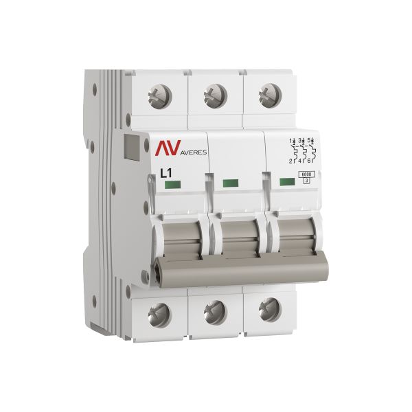 Выключатель автоматический AV-6 3P 1A (L) 6kA EKF AVERES