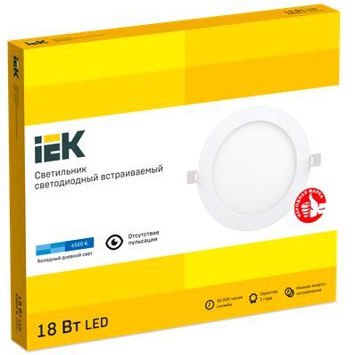 IEK 18Вт 6500К 1260Лм d225 мм внутр 200 мм круг белый IP20 /ДВО 1608