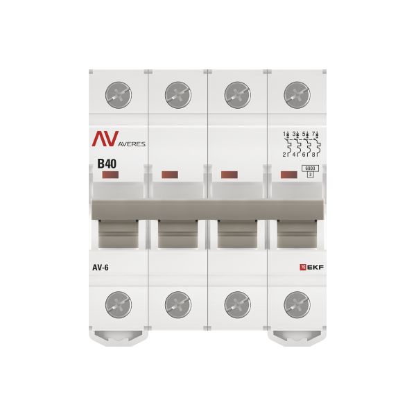 Выключатель автоматический AV-6 4P 40A (B) 6kA EKF AVERES