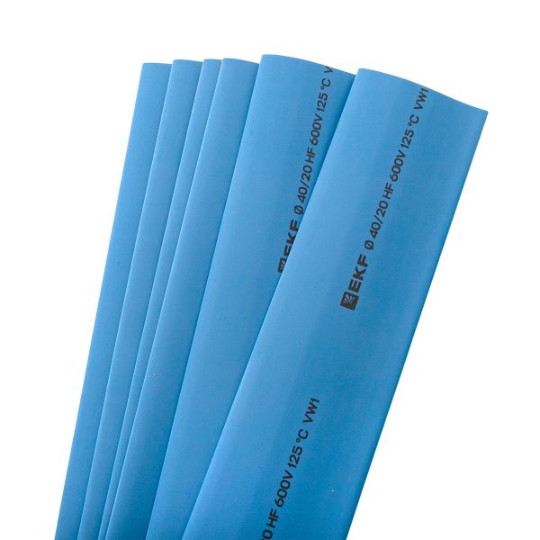 Термоусаживаемая трубка ТУТ нг 40/20 синяя в отрезках по 1м EKF PROxima