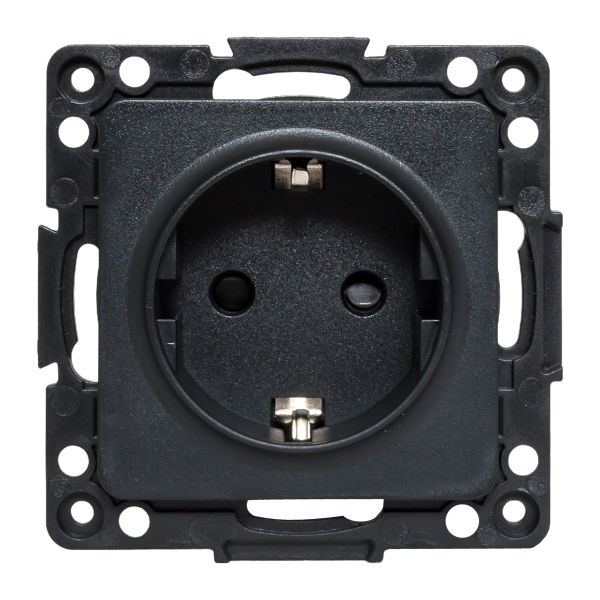 Стокгольм Механизм Розетки 1-местной с/з 16А автоматические клеммы черный с защ. штор. EKF PROxima