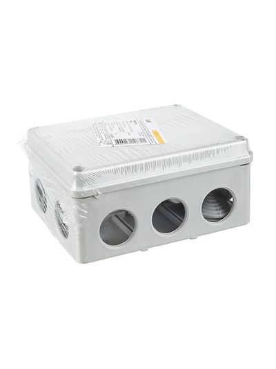 Коробка распаячная КМ41242 для открытой проводки безгалогенная (HF) 150х110х70мм IP55 10 гермовводов серая IEK