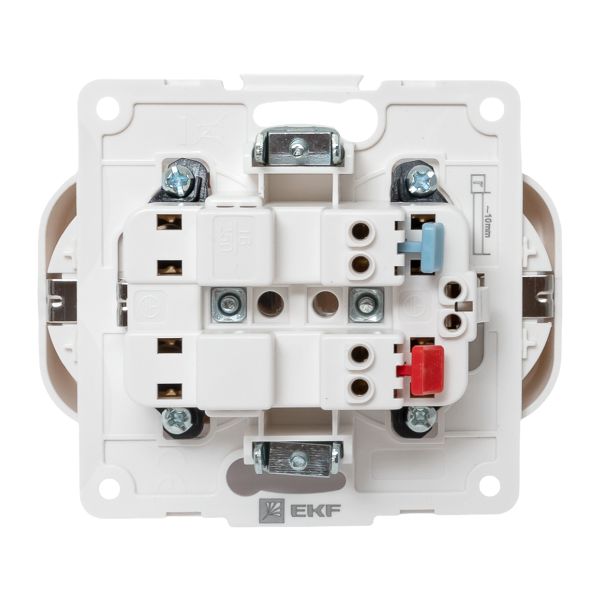 Стокгольм Механизм Розетки 2-местной с/з 16А автоматические клеммы белый с защ. штор. EKF PROxima
