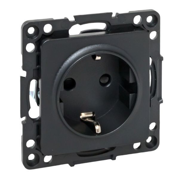 Стокгольм Механизм Розетки 1-местной с/з 16А автоматические клеммы черный с защ. штор. EKF PROxima