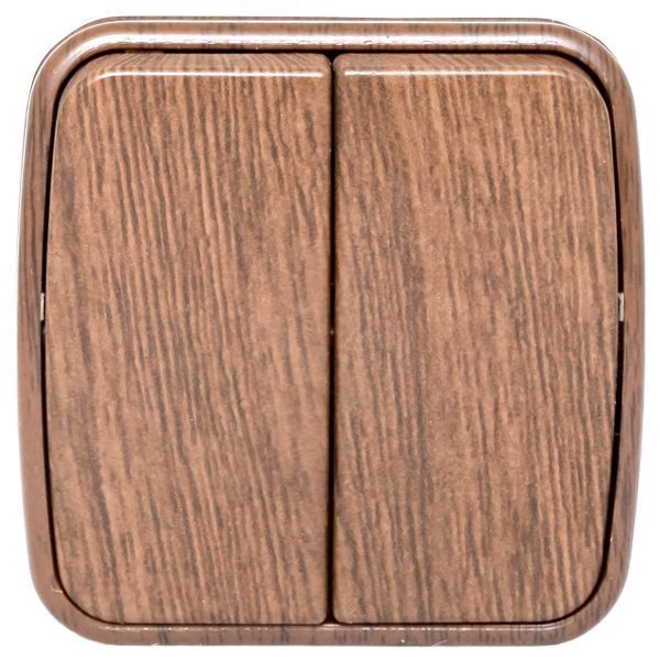 Выключатель 2-клавишный ОП Минск 10А тёмное дерево EKF