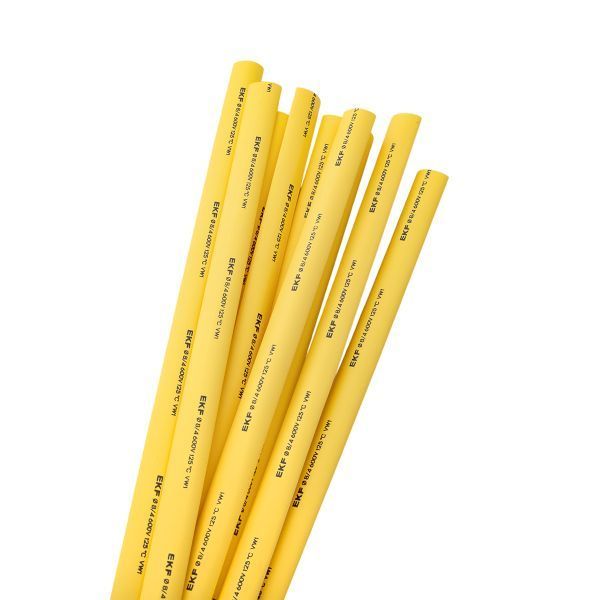 Термоусаживаемая трубка ТУТ нг 8/4 желтая в отрезках по 1м EKF PROxima