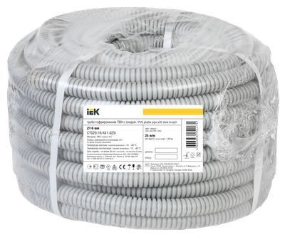 ELASTA Труба гофрированная ПВХ d=16мм с зондом (25м) IEK