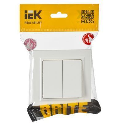 BRITE Выключатель 2-клавишный проходной 10А ВС10-2-6-БрБ белый IEK