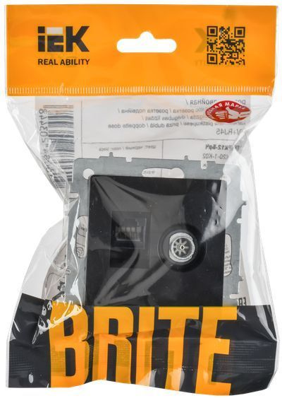 BRITE Розетка двойная TV+RJ45 кат.5E РТВ/РК12-БрЧ черный IEK