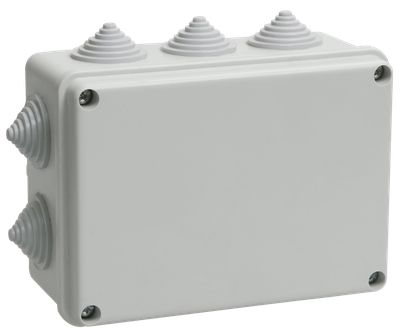 Коробка распаячная КМ41242 для открытой проводки безгалогенная (HF) 150х110х70мм IP55 10 гермовводов серая IEK