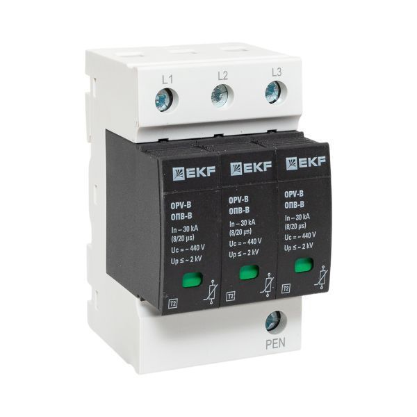Ограничитель импульсных напряжений ОПВ-B/3P In 30кА 440В с сигн. EKF PROxima