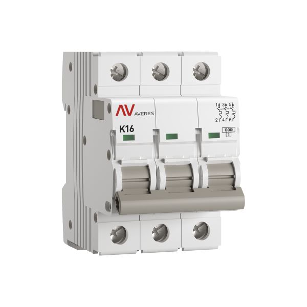 Выключатель автоматический AV-10 3P 16A (K) 10kA EKF AVERES