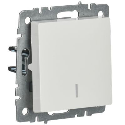 BRITE Выключатель 1-клавишный с индикацией 10А ВС10-1-1-БрБ белый IEK