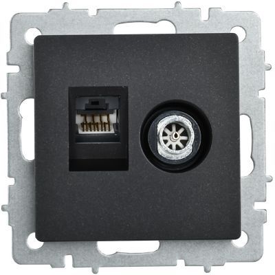BRITE Розетка двойная TV+RJ45 кат.5E РТВ/РК12-БрЧ черный IEK