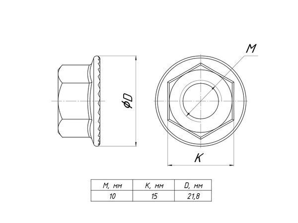 Гайка с фланцем М10 DIN 6923 EKF