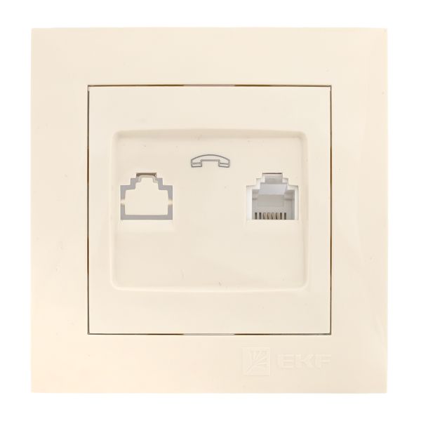 Валенсия розетка телефонная RJ-11 1-местная кремовая EKF