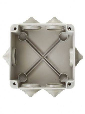 Коробка распаячная КМ для открытой проводки безгалогенная (HF) 100х100х45мм IP44 6 вводов серая IEK