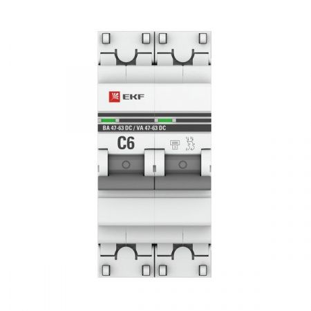 Автоматический выключатель 2P 6А (C) 6кА ВА 47-63 DC EKF PROxima