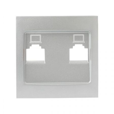 Валенсия лицевая панель розетки RJ-45 1-местная сталь EKF