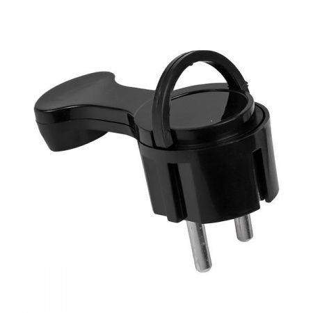 Вилка угловая плоская с/з черная Stealth PRO 16А 250В EKF