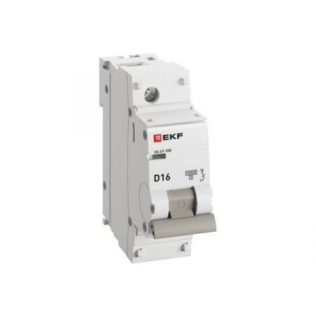 Выкл. автомат.  1П  16А  хар-ка D  10кА  ВА 47-100, 1P 16А (D) 10кА EKF PROxima mcb47100-1-16D-pro