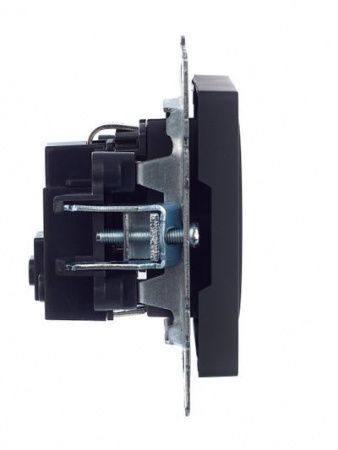 BRITE Розетка 1-местная с заземлением с защитными шторками 16А РС14-1-0-БрГ графит IEK