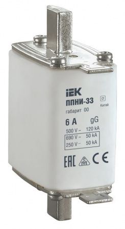 Плавкая вставка предохранителя ППНИ-33 габарит 00 6А IEK
