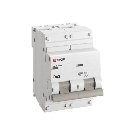 Автоматический выключатель ВА 47-100M 2P 63А (D) 10kA без теплового расцепителя EKF PROXIMA