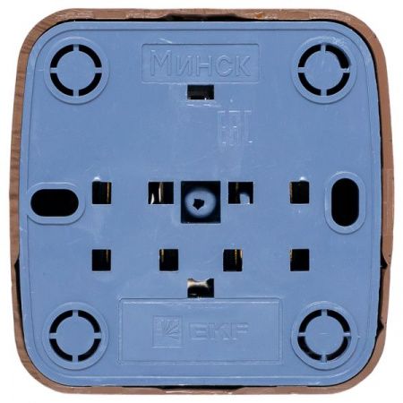 Розетка 1-местная ОП Минск 10А без заземления тёмное дерево EKF