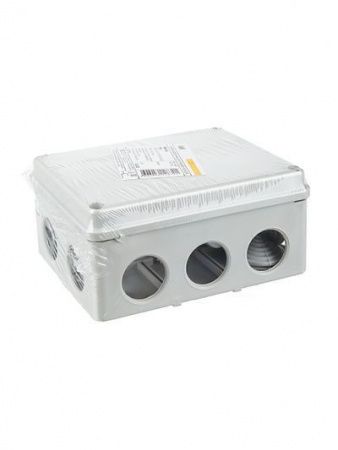 Коробка распаячная КМ41242 для открытой проводки безгалогенная (HF) 150х110х70мм IP55 10 гермовводов серая IEK